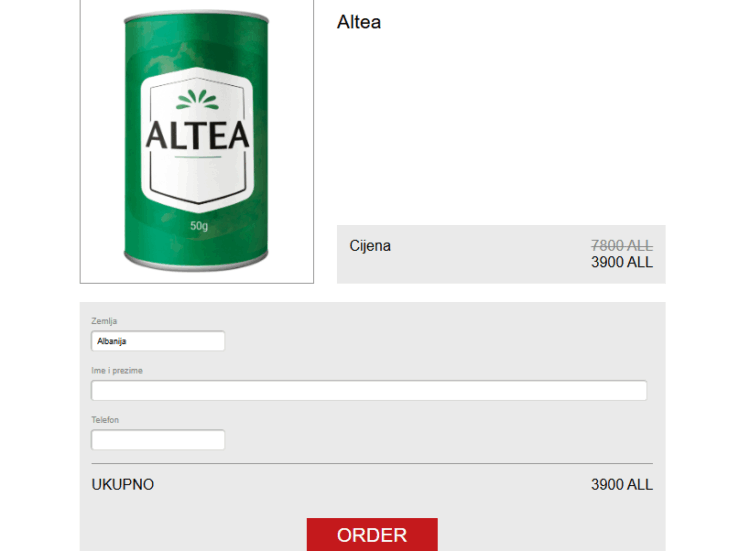 Altea çaj Çmimi Albania